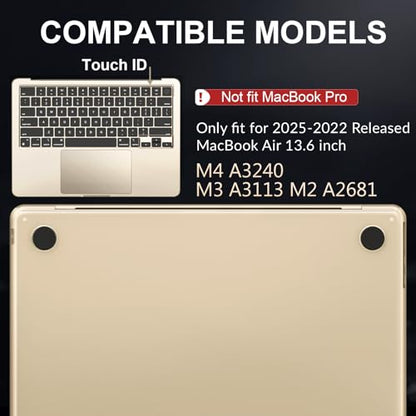 AKIT Compatible with MacBook Air 13 inch Case M5 2026 2025-2022 M4 M3 M2 A3449 A3240 A3113 A2681, [Official Color Match] Slim Case&Keyboard Cover Protector for Mac Air 13.6 inch, Starlight Clear - color: Starlight Clear