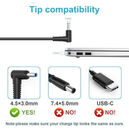 Fancy Buying 65W/45W Compatible with HP Laptop Charger - Smart Blue Tip Power Adapter Cord Short-Circuit Protection