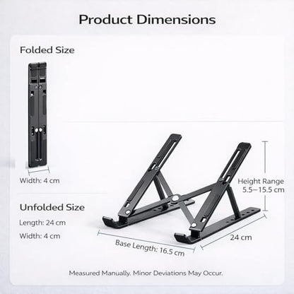 Foldable Tablet Stand, Non-Slip 6-Level Adjustable Laptop Stand Compatible with All Computers and Laptops, (Black) - color: Black