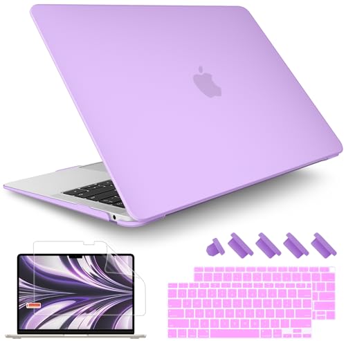 May Chen Compatible with New MacBook Air 13 inch Case 2021 2020 2019 2018 Release Model: M1 A2337 A2179 A1932, Plastic Hard Shell Case for MacBook Air 13 inch with Retina Display Fits Touch ID, Purple - color: Light purple