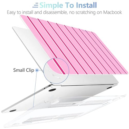 MEEgoodo for M5/M4/M3/M2 MacBook Air 15 inch Case 2026 2025 2024 2023, Case Fit Model (A3448/A3241/A3114/A2941) for MacBook Air 15.3 inch, Magenta&White Stripes - color: Magenta&White Stripes