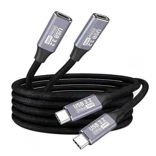 2 Pack USB C Extension Cable (20Gbps/240W/4K@60Hz/3.3Ft), USB 3.2 Gen 2,Usbc Extension Cable Compatible with iPhone 17 16 15,Pixel PSVR2, MacBook, Docking Station, Monitor, eGPU, SSD - size: 3.3Ft/1M（2Pack）
