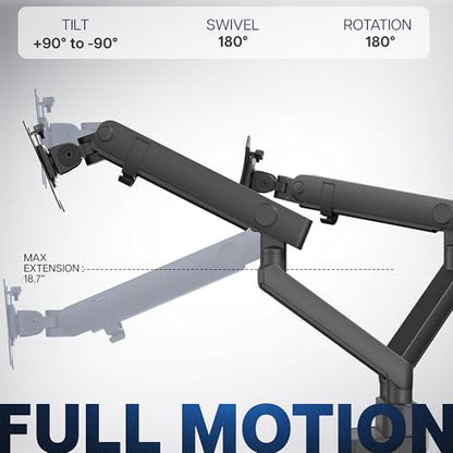 VIVO Premium Aluminum Full Motion Dual Monitor Desk Mount Stand with Lift Engine Arm, Fits Ultrawide Screens up to 35 inches, STAND-V102BB - size: Dual monitor, style: Standard