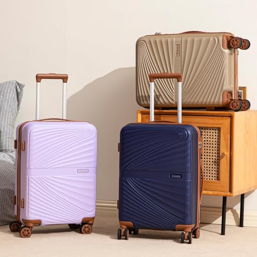 Carry On Luggage Set 22x14x9 Airline Approved Luggage Sets 3 Piece,Suitcases with Wheels,ABS Hard Case Luggage with TSA Lock Spinner Wheels(20 Inch,BP/TB) - color: Champagne