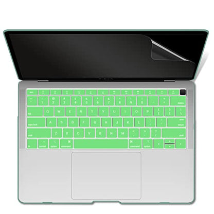 IBENZER Compatible with New MacBook Air 13 inch case 2022 2021 2020 M1 A2337 A2179 A1932, Hard Shell Case&Keyboard Cover&Screen Film for Mac Air 13 with Touch ID (2018-2022), Green, AT13GN+2 - color: Mint