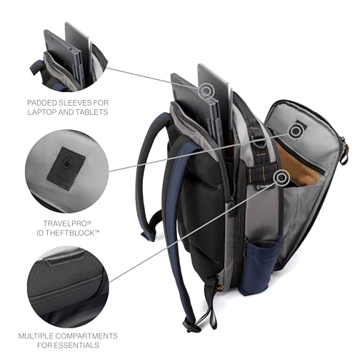 Travelpro Altitude Slim Expandable Travel Laptop Backpack 20-24L, 16 Inch - color: Stellar Navy/Grey