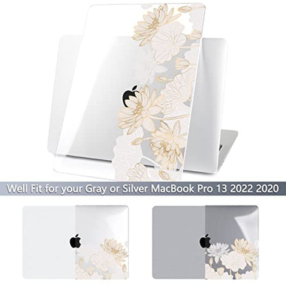 Batianda LumiArt Case for MacBook Pro 13 inch 2020 2022, Wildflower Meadow | Fits Model A2338 M2 M1 A2251 A2289,1.2mm Slim Lightweight Hard Shell Cover, Scratch Resistant,4-in-1 Accessories Bundle - color: Golden lotus
