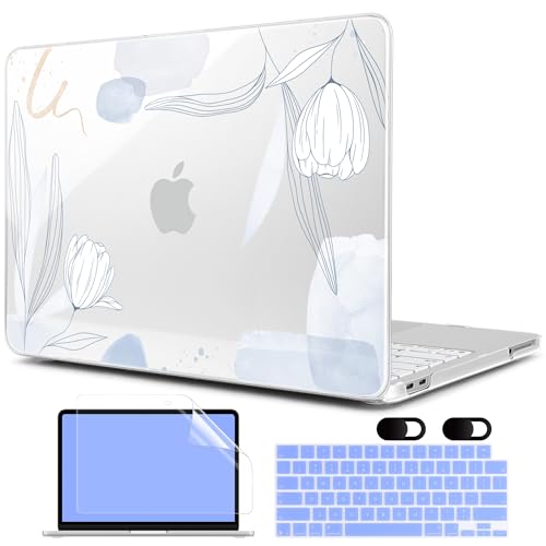 MEEgoodo 4-in-1 Printed Case for MacBook Neo 13 inch 2026 Release Model A3404, Laptop Hard Shell Cases with Keyboard Skin & Screen Protector & Webcam Covers, Floral 33 - color: Floral 33