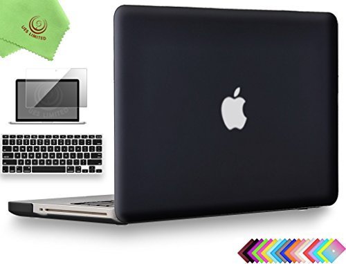 UESWILL 3in1 Smooth Matte Hard Shell Case Cover Compatible with MacBook Pro 13 inch with CD-ROM (Non-Retina) (Model A1278) + Keyboard Cover and Screen Protector + Microfibre Cleaning Cloth, Black - color: Black, size: MacBook Pro 13" (CD-ROM Drive)