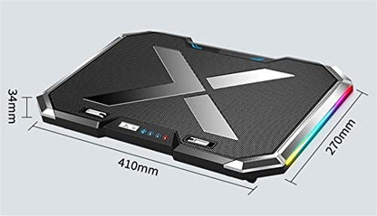 TOEWOE Laptop Cooling Pad, RGB Lights Laptop Cooler 6 Fans for Up to 17.3 Inch Laptops, Notebook Cooler, 7 Height Stands, 2 USB Ports
