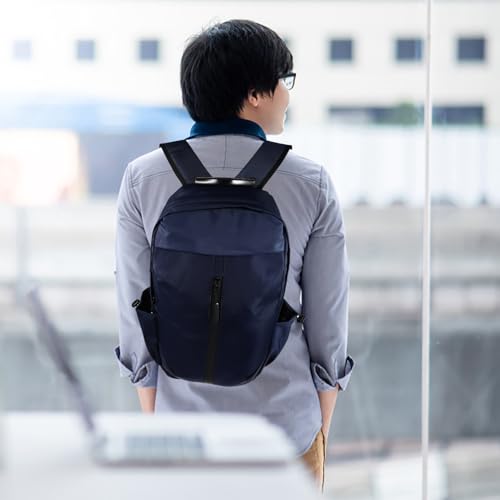 Veemoon Men’s Business Laptop Backpack with USB Charging Port, Blue Travel Computer Bag for Work and School, Casual Shoulder Bag with Storage Compartments