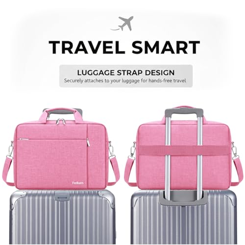 Ferkurn Laptop Bag Case for Women Men Computer Bag Compatible with HP Envy Pavilion Omen/LG Gram/MSI/Dell Inspiron XPS/Lenovo/Acer, Shoulder Strap Carrying Messenger Briefcase, Pink, 17 17.3 Inch - color: Pink, size: 17.3 inch