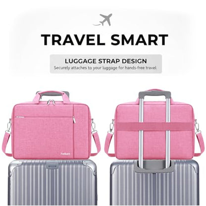 Ferkurn Laptop Bag Case for Women Men Computer Bag Compatible with HP Envy Pavilion Omen/LG Gram/MSI/Dell Inspiron XPS/Lenovo/Acer, Shoulder Strap Carrying Messenger Briefcase, Pink, 17 17.3 Inch - color: Pink, size: 17.3 inch