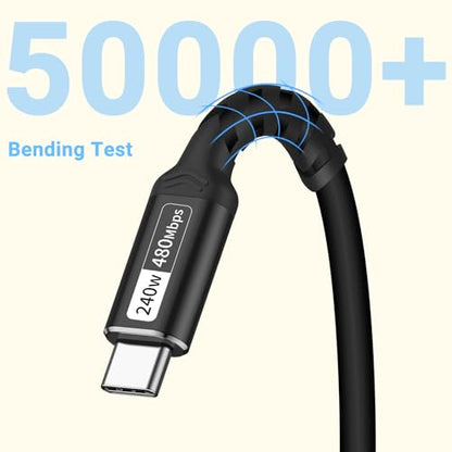 Short USB C to C Cable(1FT, 2packs) 240W Fast Charging USB C Cable | usb c charger cord,5a usb pd cable Compatible with iPhone 16/15 Pro Max, Samsung,MacBook, XPS,Surface - size: 1ft