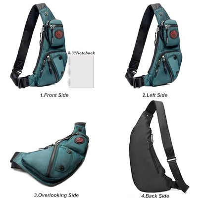 NICGID Sling Bag Chest Shoulder Backpack Crossbody Daypack for Men Women | Travel Outdoor Hiking Concealed Carry Fishing Fanny Tool Small Casual - color: Dark Green-2620n