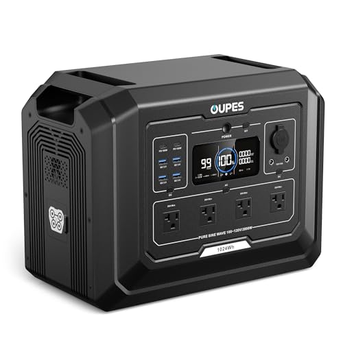 OUPES Mega 1 Portable Power Station 1024Wh 2000W (4500W Surge) | Expandable to 5kWh, 36 Mins to 80% Charge, LiFePO4 Solar Generator, UPS Backup, Built-in MPPT, 100W PD USB-C, APP Control
