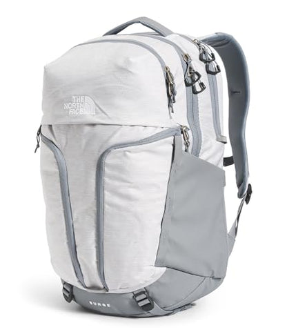 The North Face Surge Commuter Laptop Pack, Wht Met Mélange/Mid Gy-NPF, OSFA | Everyday Travel Bag, Laptop Sleeve, Water-Repellent - color: Tnf White Metallic Mélange/Mid Grey-npf