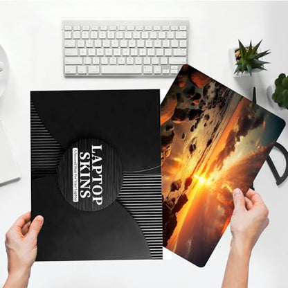 Universal Laptop Skin Sticker with 2 Wrist Pad Skins, Waterproof Scratch Resistant Vinyl Laptop Cover Decal, Cut to Fit for 11–15.6 Inch MacBook HP Dell Lenovo, Beach Sunsets - color: Beach Sunset