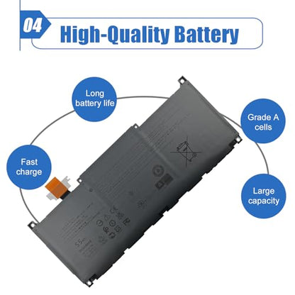 55Wh MN79H Laptop Battery Replacement for Dell XPS 13 Plus 9320 XPS9320-7523BLK-PUS XPS9320-7585SLV-PUS Series Notebook J7H5M 0J7H5M NXRKW 0NXRKW 11.55V - size: 10.43*4.33*0.22 inch MN79H