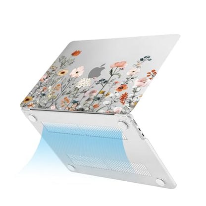 MOSISO Compatible with MacBook Air 13 inch Case M5 2026 M4 2025 M3 M2 2024-2022 A3449 A3240 A3113 A2681, Plastic Garden Flowers Hard Shell&Keyboard Cover&Screen Film for MacBook Air 13.6, Transparent - color: Transparent
