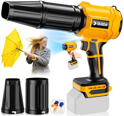 Cordless Leaf Blower Compatible for Dewalt 20V Battery(NO Battery), Mini Turbo Jet Blower with 2 Nozzles, Lightweight & One-Hand Use, for Patio Garage Yard Shop Cleaning Car Dryer(Tool Only) - color: Yellow+Black