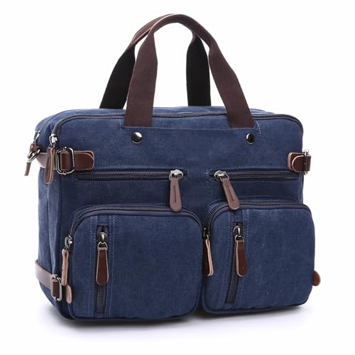 Saddhu Laptop Tote Bag for Women Men 3 in 1 Convertible Messenger Briefcase Shoulder Handbag for Work Bussiness - color: Blue, size: 16"
