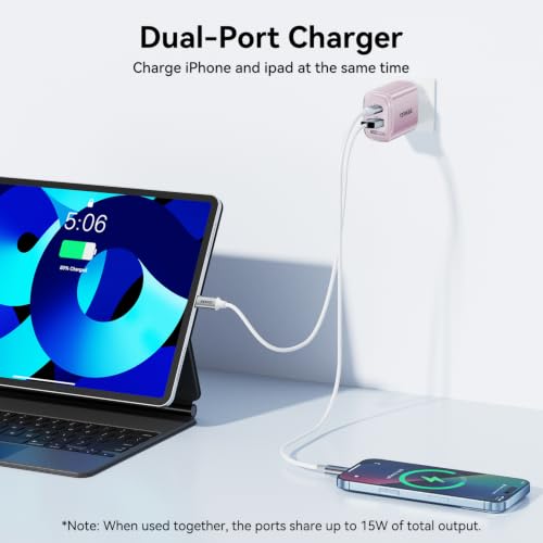 BENFEI 33W GaN USB C Fast Charger, 2-Port Two-Tone Compact Wall Charger Block, Portable Travel Charger for iPhone 17/16/15, Galaxy S25/S24/S23, Pixel 10/9/8, iPad, AirPods, MacBook, Steam Deck