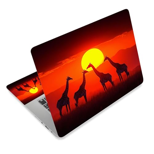 Aesthetic Laptop Skin Cover,12-15.6 Inch Universal Vinyl Sticker Decal,Waterproof Scratch-Resistant Notebook Wrap,Removable Residue-Free Protector,Giraffe Sunset Safari - color: Giraffe Sunset Safari