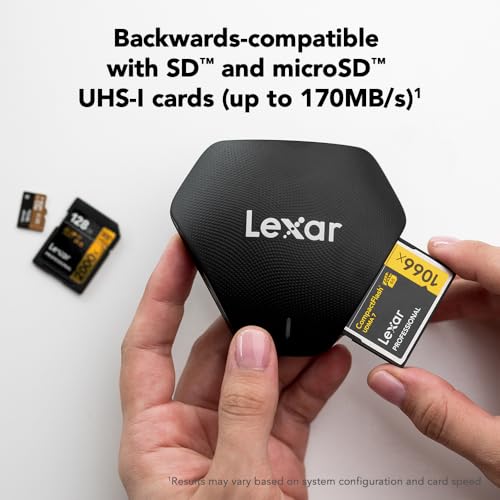 Lexar Multi-Card 3-in-1 SD/Micro SD/CF Card Reader, Up to 312MB/s, USB 3.1 | Compatible w/ USB 3.1 & 2.0, UHS-I Backwards-compatible, Includes USB-C/A Cable, LRW500URBNA - style: CF / MicroSD / SD 3-in-1 USB 3.1