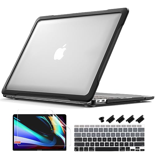 Batianda Ultimate Case for MacBook Air 13 Inch 2018-2020, Transparent | Fits M1/Intel Models A2337/A2179/A1932, Lightweight Slim Design, Carbon Fiber Side Texture, Matte Translucent Hard Shell - color: Transparent