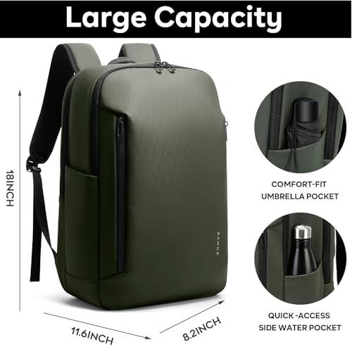 BANGE Business Smart Backpack for Men and Women，can holds 15.6 Inches Laptop Backpack, Waterproof Commute Work Travel Backpack, Flight Carry-On (green) - color: Green