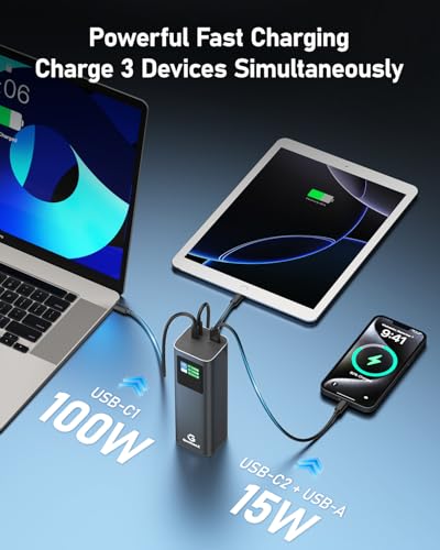 27000mAh Power Bank, 140W Laptop Portable Charger with PD 3.1 Fast Charging, Smart Sisplay, 99Wh Battery Bank for MacBook Pro/Air, iPad Pro, iPhone17/16 Series, Samsung and More(Dark Gray) - color: Dark Gray