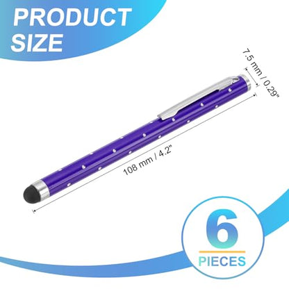 PATIKIL Stylus Pens for Touch Screens, 6 Pcs High Precision Universal Bling Stylus Crystal Metal Capacitive Pen for Touch Screen Devices Phone Tablets Laptop, Purple - color: Purple