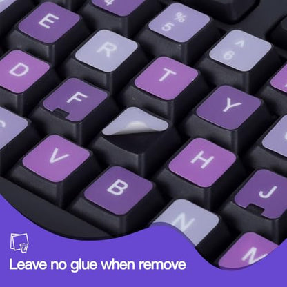 2PCS English Keyboard Stickers with Tweezer, Universal Keyboard Sticker Purple Background with White Lettering Keyboard Letters Replacement Stickers for Computer Laptop Notebook Desktop -English - color: English-purple/White