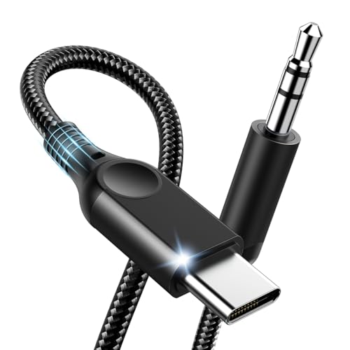 Aux to USB C Audio Cable [4FT], Type C to 3.5mm Aux Cord Hi-Fi DAC Headphone Jack Adapter Dongle Compatible with iPhone 17/16/15, Samsung S25/S24/S23, iPad Pro, Pixel, Car, Headphones, Speakers-Black - color: Black, size: 4 FT