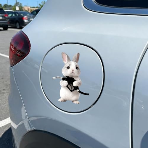Animal Car Fuel Tank Sticker Decal, Funny Vinyl Automotive Fuel Lid Sticker, Self-Adhesive Water-Resistant Vehicle Exterior Body Decal Decoration for Cars, Trucks, SUVs, Laptops(Rabbit) - size: Rabbit