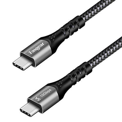Fasgear USB C to USB C Cable, 6ft, Black | 10Gbps USB 3.1 Gen 2, 100W Fast Charge 5A Power Delivery, 4K@60Hz Video Output, Compatible Quest, Mac-book, Matebook, SSD - color: Black, size: 6ft