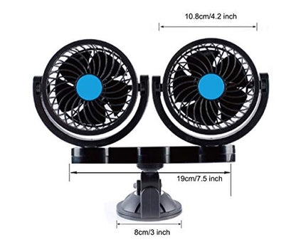 PME 12V Dual-Head Powerful Auto Fan (suction cup)