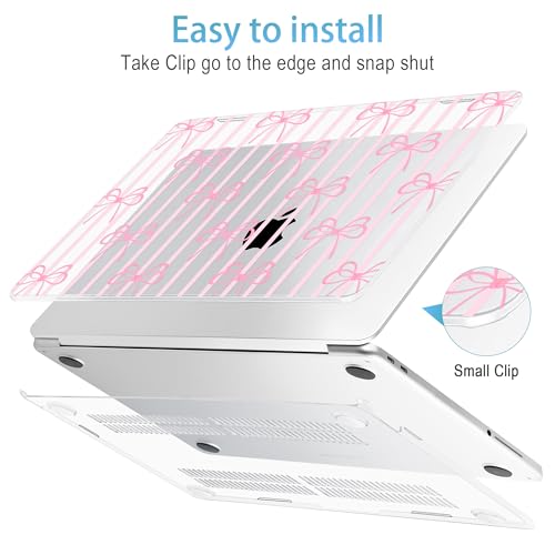 Mektron Case for 2026 MacBook Neo 13-inch A18 Pro chip A3404 Laptop Cover with 13-inch (Diagonal) Liquid Retina Display+ Keyboard Cover+ Screen Protector, Bowknots Pink Striped - color: Bowknots Pink Striped