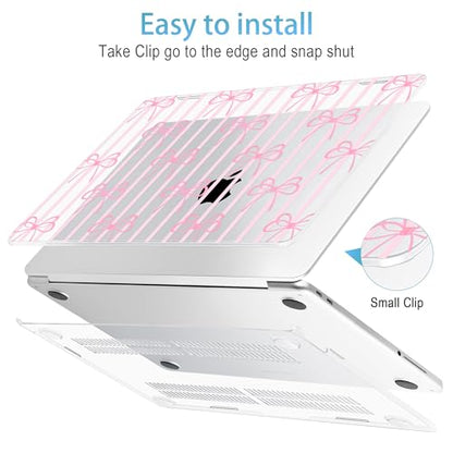 Mektron Case for 2026 MacBook Neo 13-inch A18 Pro chip A3404 Laptop Cover with 13-inch (Diagonal) Liquid Retina Display+ Keyboard Cover+ Screen Protector, Bowknots Pink Striped - color: Bowknots Pink Striped