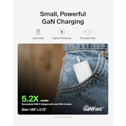 Belkin 65W Dual USB C Charger Block,Super Fast Charging PD3.0 w/GaN Technology-Samsung Galaxy S25, Apple iPhone 17,Air,Pro, Pro Max,iPad,MacBook,AirPods, Nintendo Switch 2 & More -White (Pack of 6) - style: 65W White (Pack of 6)