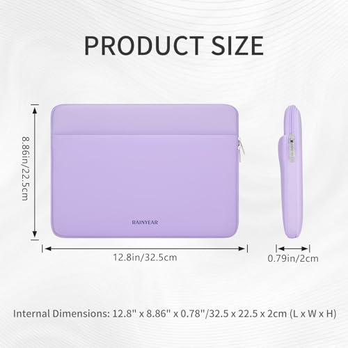 RAINYEAR Laptop Sleeve Case 11-13 Inch, Protective Padded Case with Front Pocket, Computer Cover Laptop Bag Compatible with 13.3 Inch MacBook Air/Pro, MacBook Neo A18, HP, Dell, Lenovo, Acer, Purple - color: Purple, size: 11-13 inch