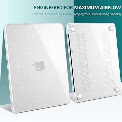 Batianda StarryMist Case for MacBook Neo 13 Inch 2026, Starry Clear | 4-in-1 Bundle Subtle Glitter Mist Finish, Slim Lightweight Shell, Everyday Protection for MacBook Neo 13 Inch Model A3404 - color: Glitter‌ Clear