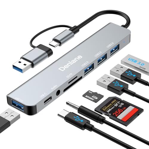 USB C Hub USB Hub 3.0 for Laptop, Upgrade 8 in 2 USB Splitter with USB-C/4 USB A Port Extender, TF/SD Card Slot, 3.5mm Audio Adapter, USBC USB Dongle for PC/Mac/MacBook/Laptop/iPad/Tablet - size: 8-IN-2