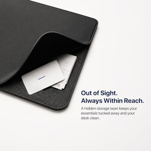 Wireless Charging Desk Mat, Detachable MagSafe & Qi Mouse Pad with Hidden Storage Pocket, 4-in-1 Charges iPhone, Android, AirPods & Wireless Earbuds, Vegan Leather, XL 30.7"x14.6" (Grey) - color: Gray