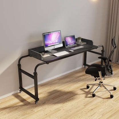 TigerDad Overbed Table with Wheels Overbed Desk Over Bed Desk King Queen Bed Table Overbed Laptop Table Over Bed Table with Wheels((Gray) - color: Grey
