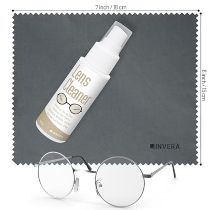 invera Eyeglass Cleaner Spray with Microfiber Cloth Kit, Lens Cleaner for Eyeglasses, Sunglasses, Camera Lenses & Electronic Screens, Gentle, Odor-Free, Compact 1.7 fl oz Lens Cleaner Spray