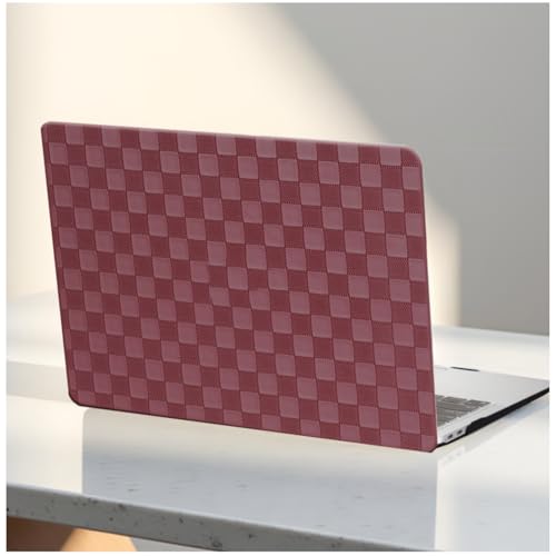 for MacBook Neo Case 13-Inch,Checkerd Print,Leather Textured | Logo Cutout，Keyboard Skin, Anti-Fingerprint, Anti-Scratch, Slim, Lightweight, Burgundy - color: Checkerboard Burgundy