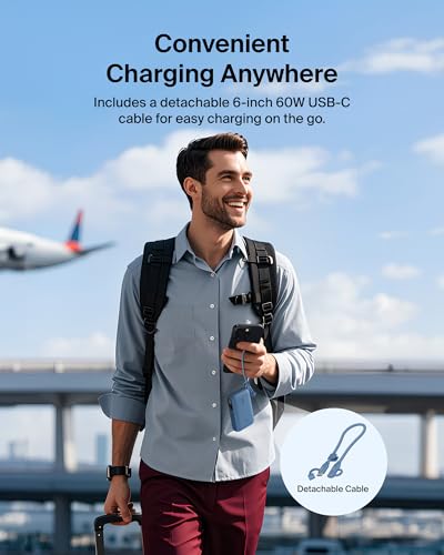 Belkin Portable Charger, Slim USB-C Power Bank 10,000mAh w/ 2 USB-C Ports, Digital Battery Display, 20W Charging Battery Pack - iPhone 17, Air, Pro, Samsung Galaxy S25, Pixel 10, iPad, & More - Blue - color: Blue, style: 10K mAh
