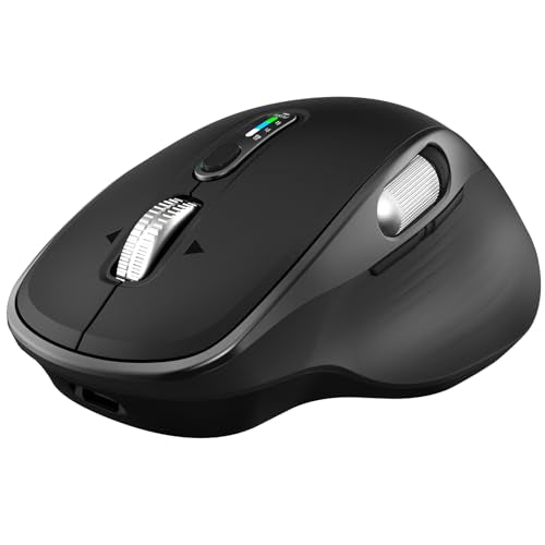 Wireless Bluetooth Rechargeable Mouse with 8 Programmable Buttons-Black | Multi-Device Ergonomic Optical Mouse with 5 Adjustable DPI Computer Mouse for Laptop,iPad.PC,Medium to Large Hands - color: Black